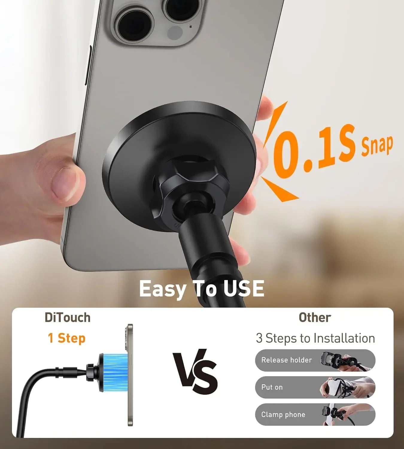 Magnetic Mobile Phone Stand Gooseneck Office Home 360° Rotation Bed Table Foldable Holder with Metal Rings for iPhone 16 15 14