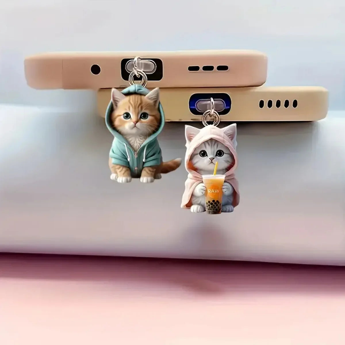 Fashion Mini Cartoon Cat Phone Dust Plug Pendant Suitable for IPhone for Samsung Type-C Interface Dust Plug Accessory Decoration