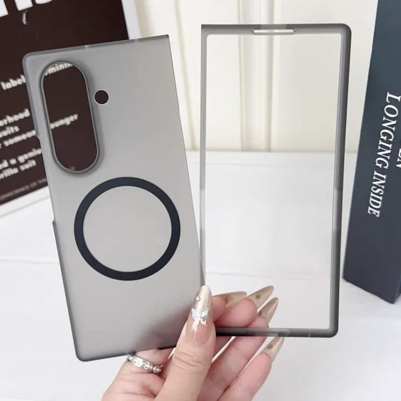 Transparent Ultra Thin Magnetic Phone Case for Samsung Galaxy Z Fold 7 6 5 4 3 Magsafe Wireless Charging Protection Cover Funda