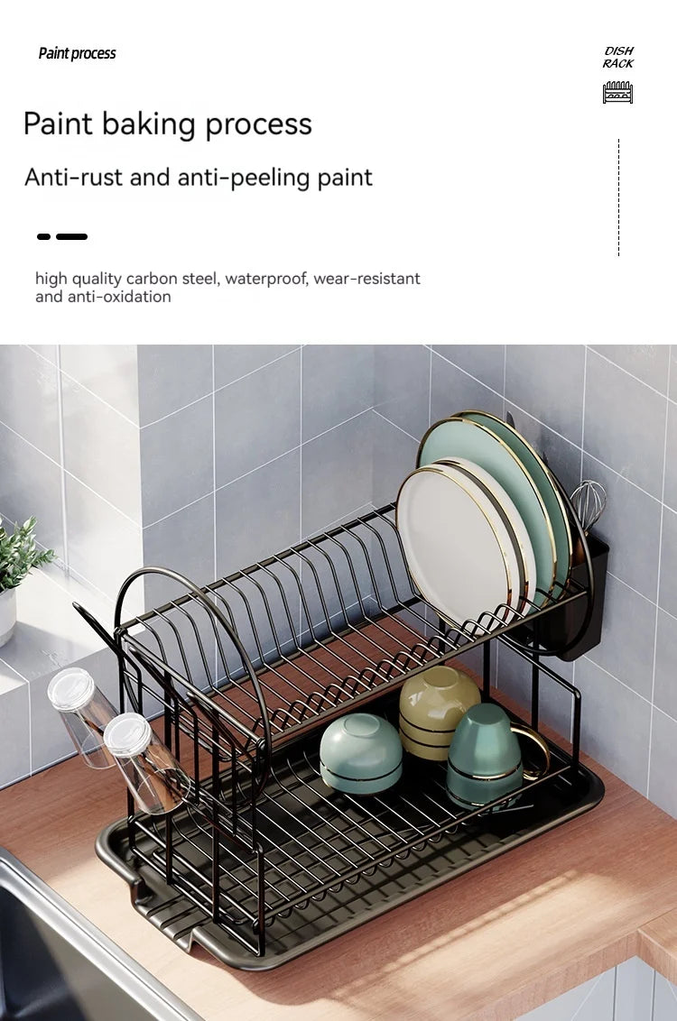 Kitchen Drain Rack Countertop Dish and Spoon Storage Organize  Multifunctional Cupboard Shelf Cup Holder Tableware Organization