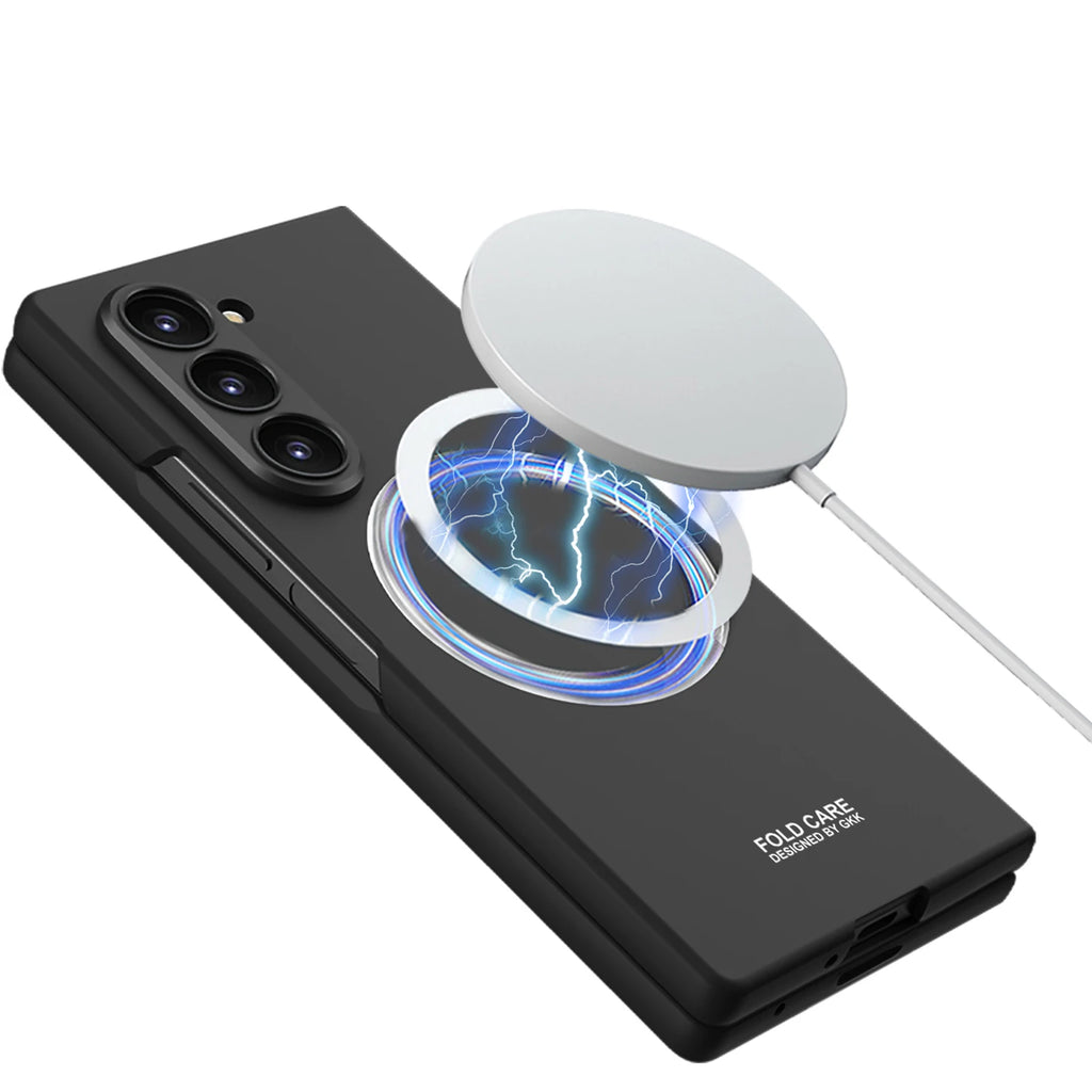 Magnetic Wireless Charging Phone Case For Samsung Galaxy Z Fold 7 6 5 Ultra-thin With Glass Film Z Fold7 Fold6 Protective Cover