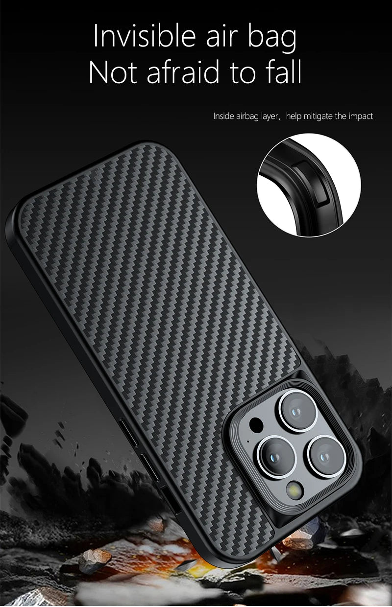 Wlons Magnetic Kevlar Aramid Fiber Cover For iPhone 16 15 14 13 Pro Max 16 15 14 Plus Anti-Drop Anti-Fingerprint Magsafe Case