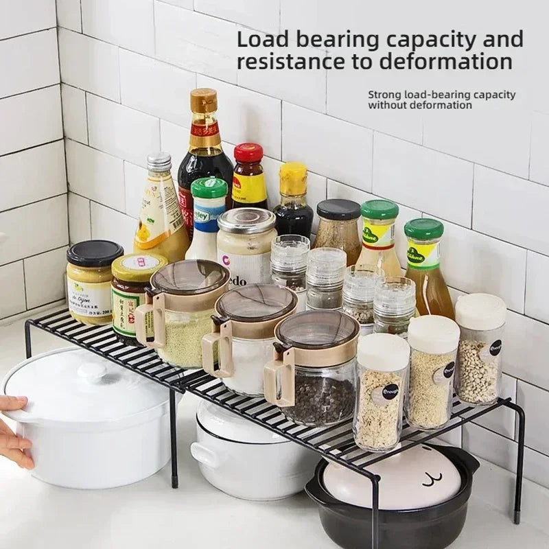 Kitchen Cabinet Storage Shelf Rack, Rustproof Metal Wire Shelf Spice Rack Cupboard Organizer Pantry Countertop Organization