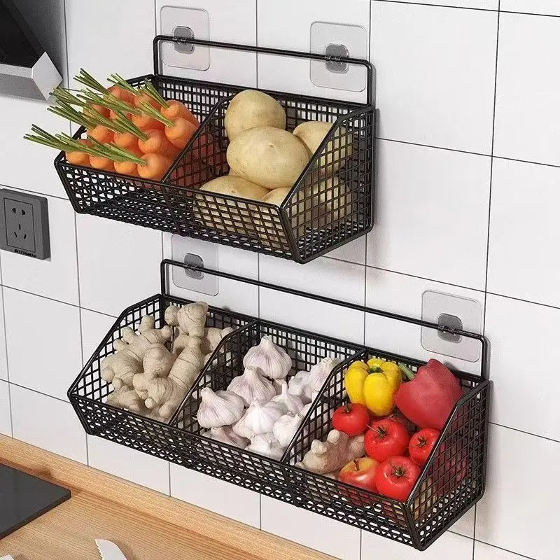 Kitchen Wall Hanging Storage Rack Multi-functional Onion Ginger Garlic Storage Rack Storage Box Basket Vegetable Basket