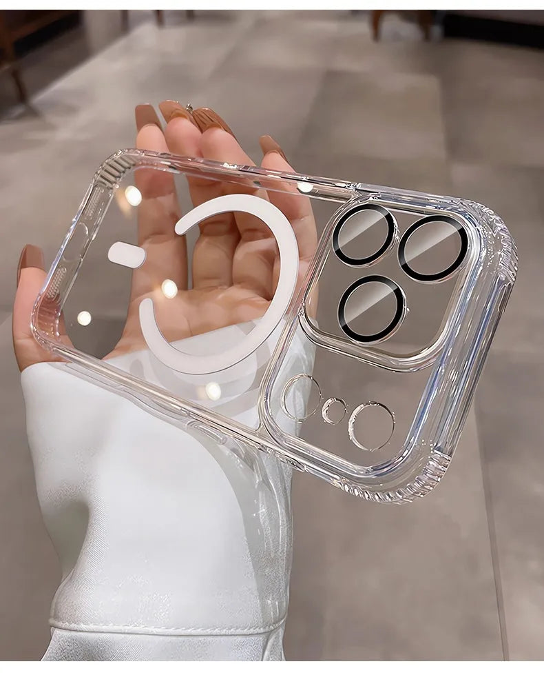 High Clear With Camera Control Button Magsafe Case for iPhone 17 16 Pro Max 17Pro 16Pro Transparent Magnetic Ultra Thin PC Cover