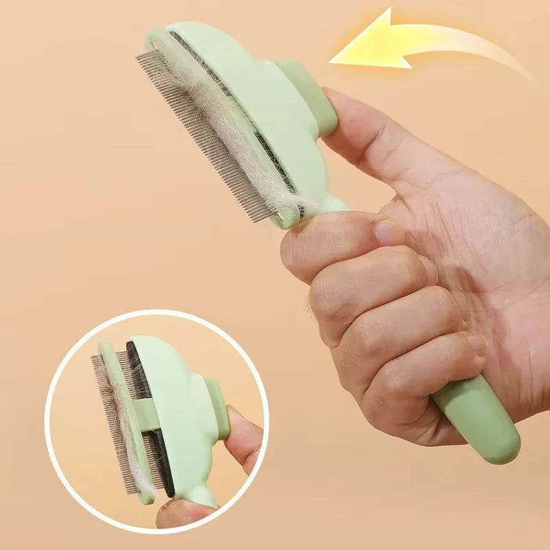 Pet One Button Self Cleaning Pet Grooming Gloves Brush Comb Hair Remover and Massage Tool for Cats and Dogs Easy Grooming