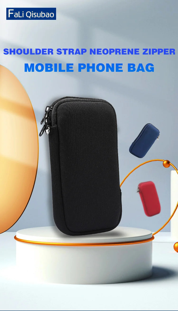 Universal Neoprene Zipper 4.7-7.2inch Mobile Phone Bag For iPhone Samsung Xiaomi Huawei Shockproof Cellphone Storage Bag