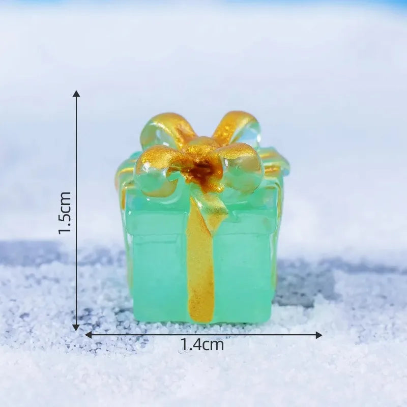 Christmas Luminous Gift Box Figurines DIY Decoration Micro Landscape Xmas Creative Luminous Small Figurines & Miniatures