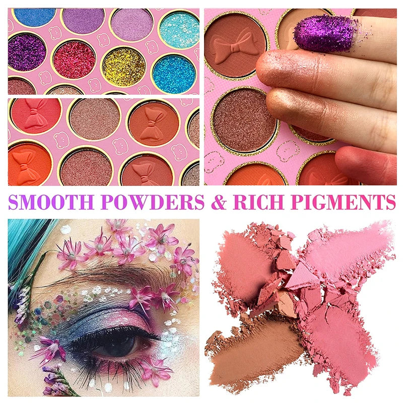 72-Color Pink Eyeshadow Palette Color Board Shimmer Matte Nude Natural All In One, Carnival Mardi Gras Christmas Masquerade