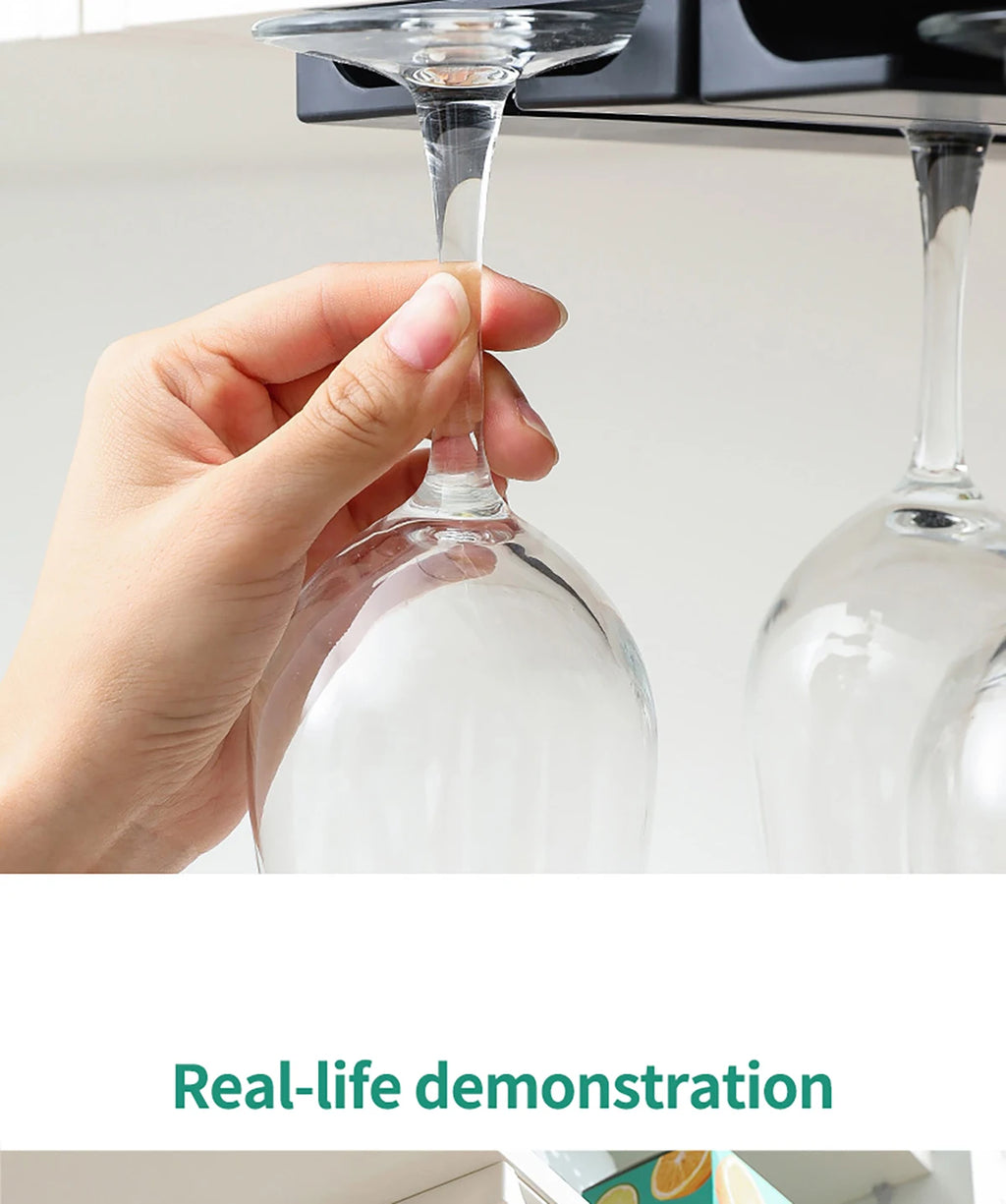 Kitchen Cabinet Free Punching Holder Wine Glass Rack Multi-Function Goblet Classification up Organizer Hanging Holder Shelf