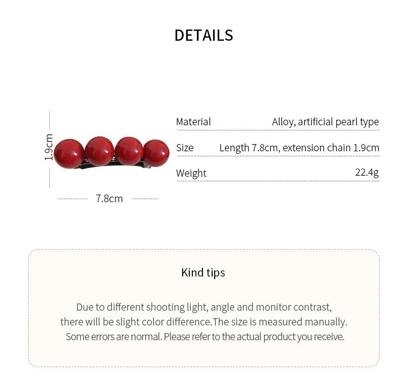 2025 New Round Ball Imitation Pearl Solid Color Spring Hair Pin/Clips for Women Personality Temperament Fashion Bow Accessories