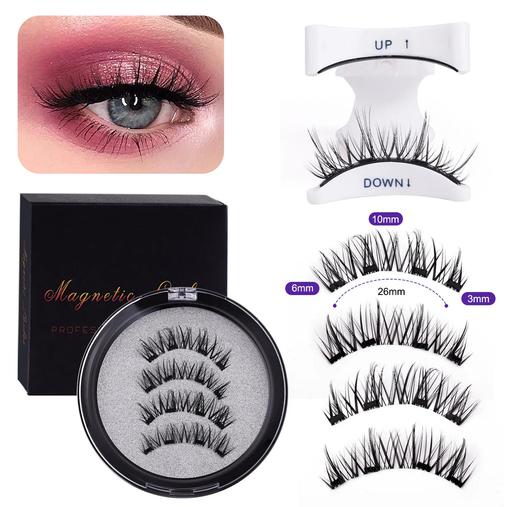 Magnetic Fake Eyelashes Set Reusable 3D Glue-free Waterproof Natural False Eyelashes With Travel-friendly Applicator