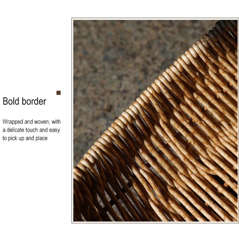 Decorative Imitation Rattan Baskets Bread Fruit Wicker Serving Tray Handwoven Plate Tray French Fries Boats Storage Bowls Platte