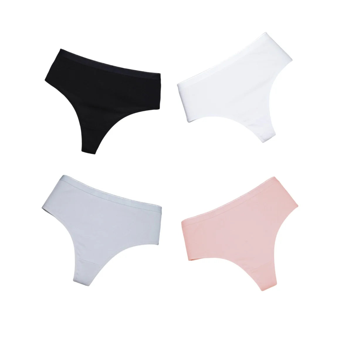 4Pcs/Set Women Cotton Panties Sexy High-Waist Sport Thongs 6 Soild Colours Breathable G-strings Summer Sexy Lingerie