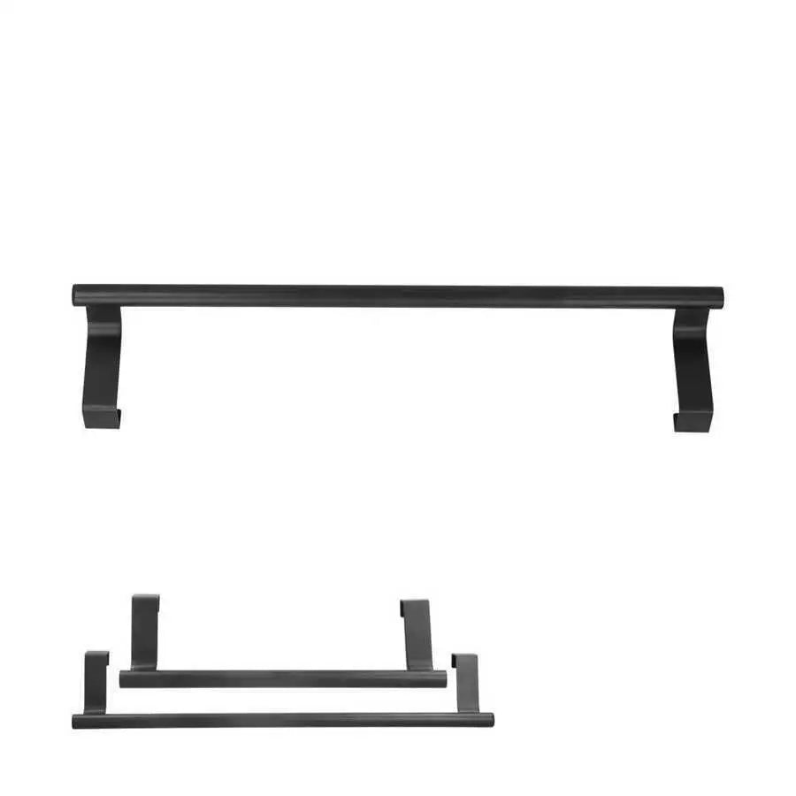 2Pcs Towel Rack Black Punch Free Cabinet Door Hanging Storage Organizer for Bathroom Kitchen for home Supplies 23cm 36cm