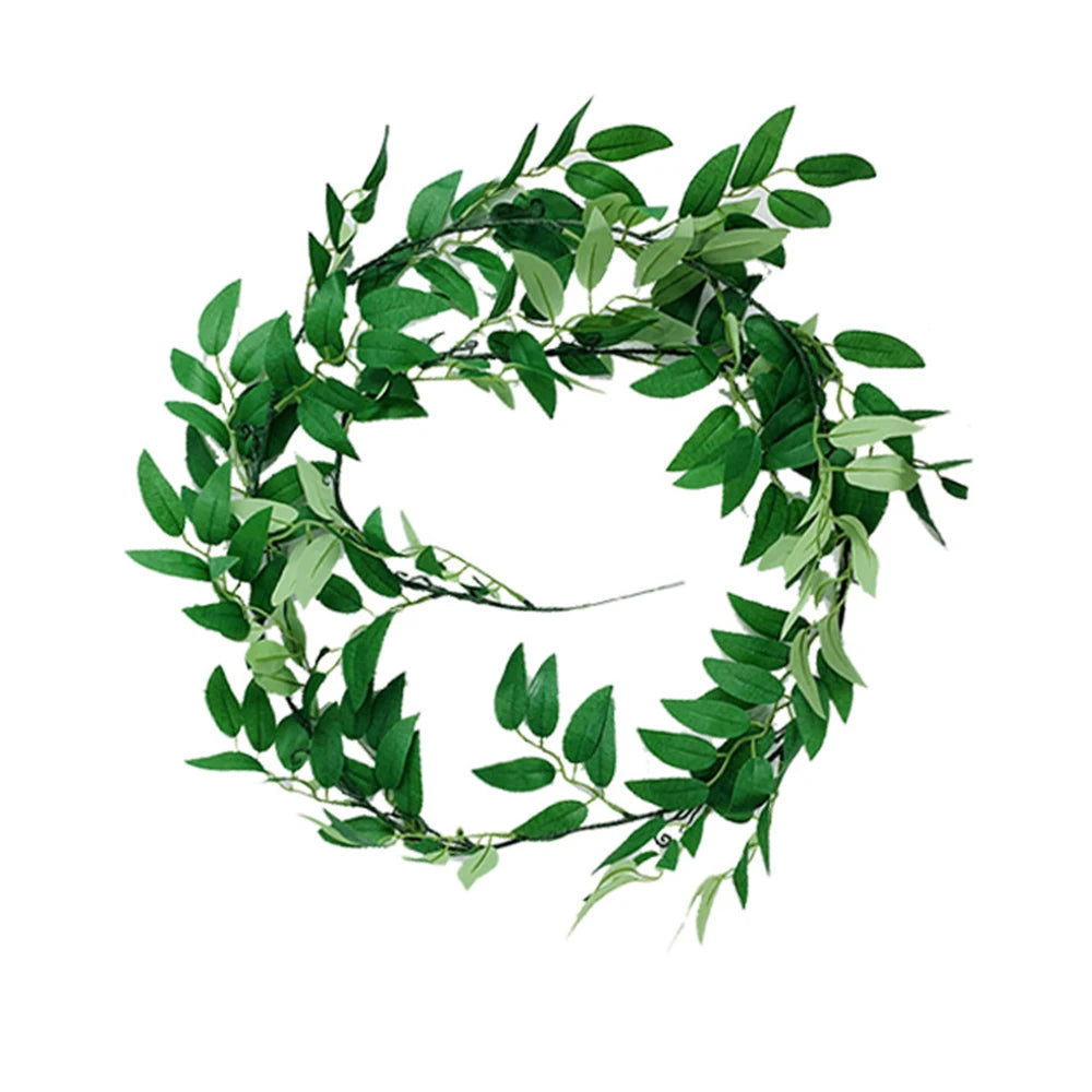 Nordic Style Wall Hanging Fake Willow Leaf Wreath Green Vine Wall Decorations Wedding Decoration Accessories