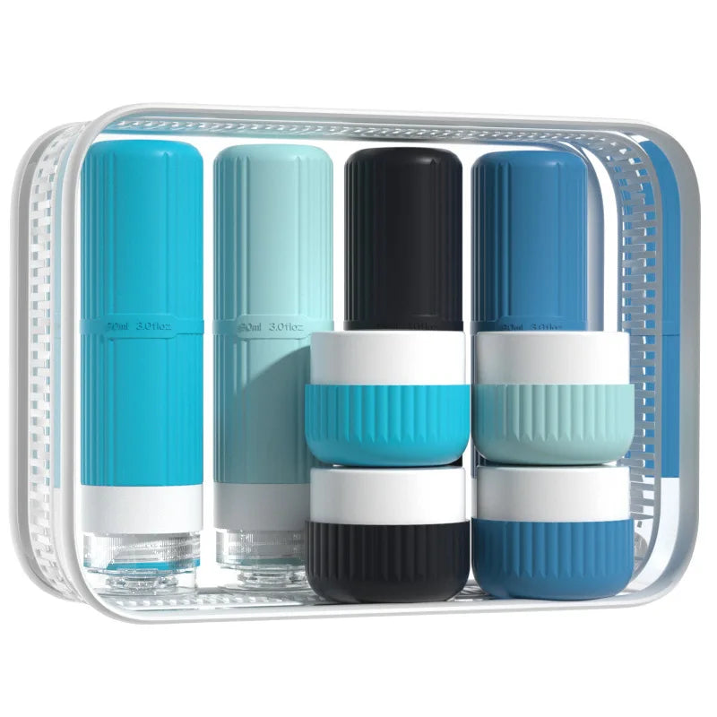 8PCS SiliconeTravel Bottles Travel-Sized Toiletries Travel Containers Leak-Proof Silicone Squeeze Travel Essentials Cream Jar