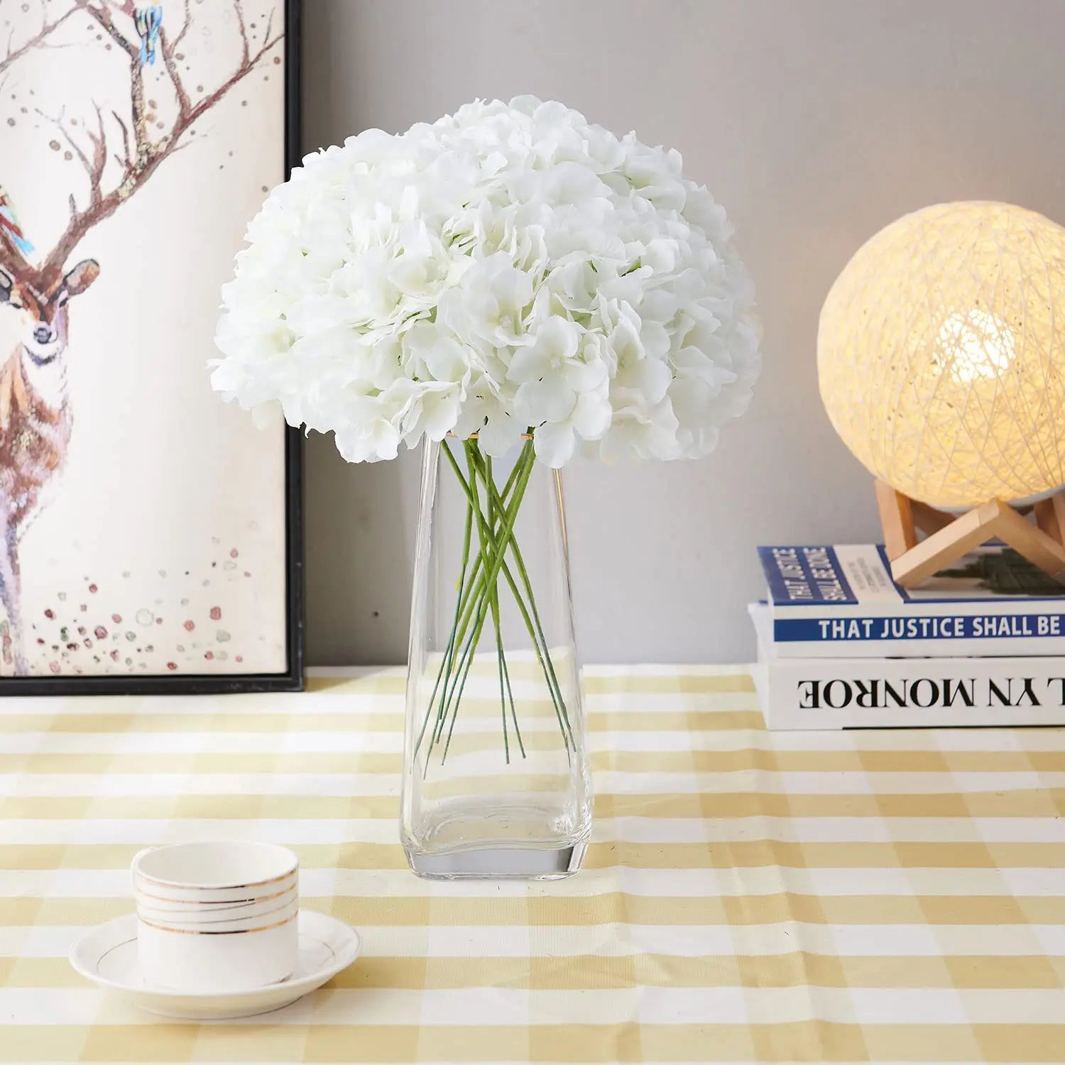 6PCS Artificial Hydrangea Flowers with Stem Fake Hydrangea Flower DIY Floral Wedding Centerpieces Home Party Table Decoration