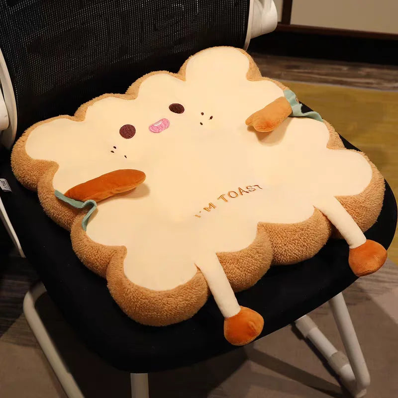 Comfy Cartoon Toast-Shaped Seat & Back Cushion – Washable Anti-Fatigue Pillow for Home/Office/Car (Perfect Gift for Christmas）