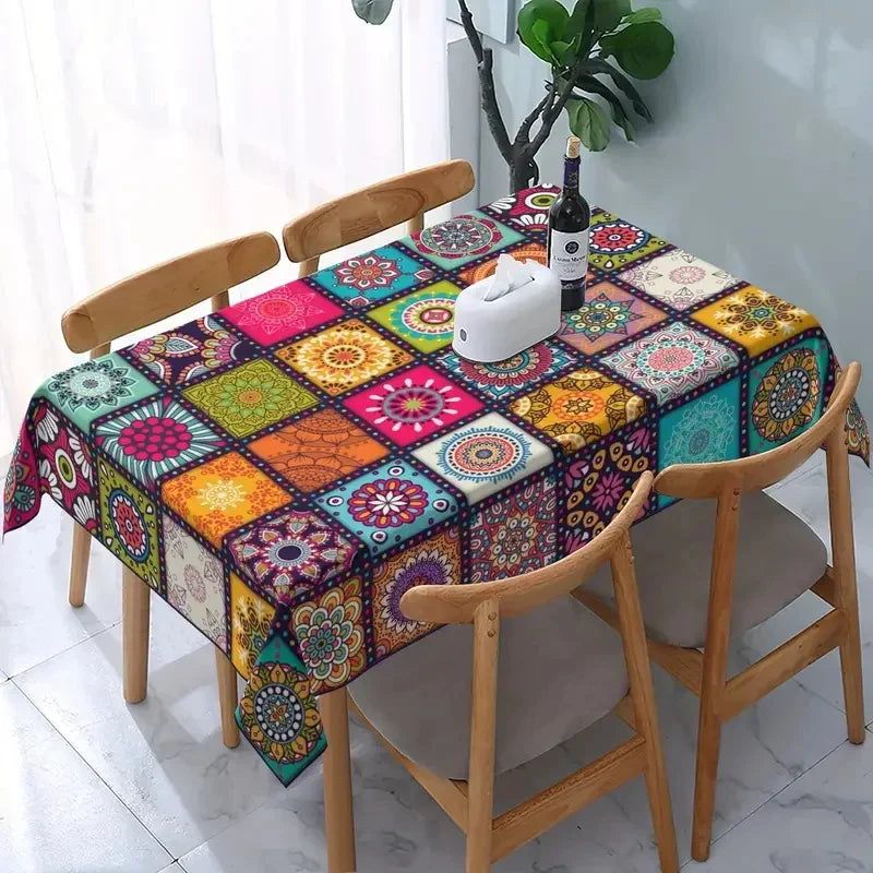 Square/Rectangle Bohemian Ins Style Waterproof Tablecloth Mandala Tablecloths Ethnic Style Table Cloth Festival Party Decoration