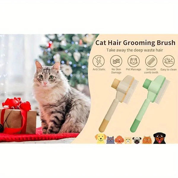Pet One Button Self Cleaning Pet Grooming Gloves Brush Comb Hair Remover and Massage Tool for Cats and Dogs Easy Grooming