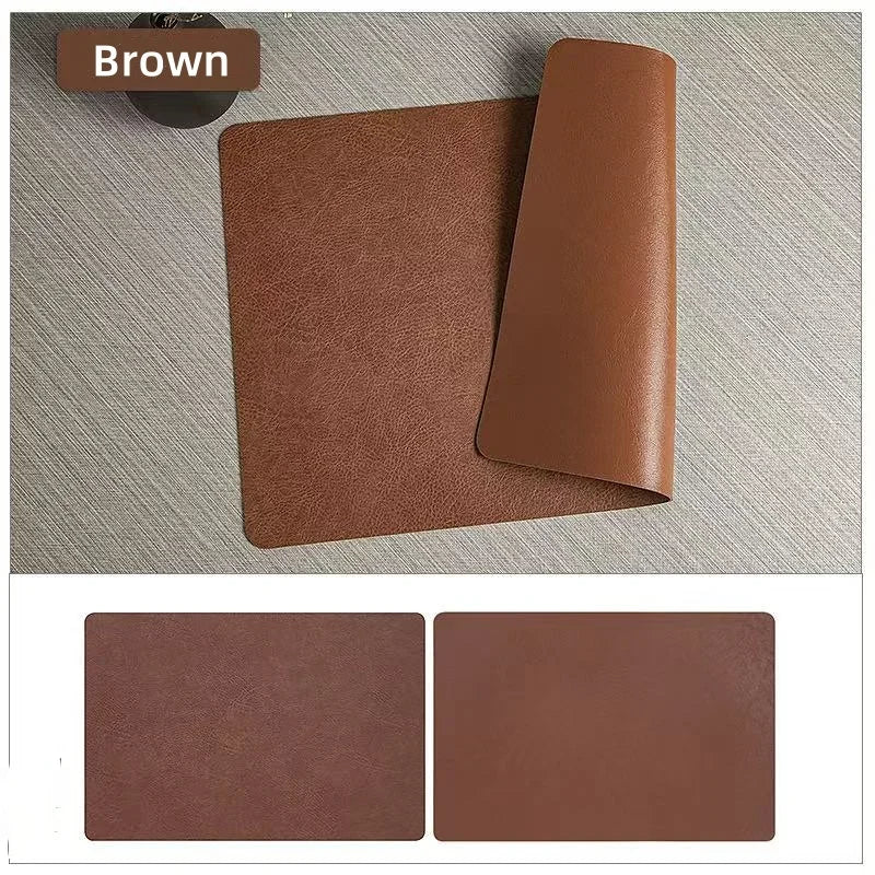 Colors Washed Cowhide Pattern PU Leather Placemats,Heat Resistant Kitchen Table Mats,Waterproof Wipeable for Party Decoration