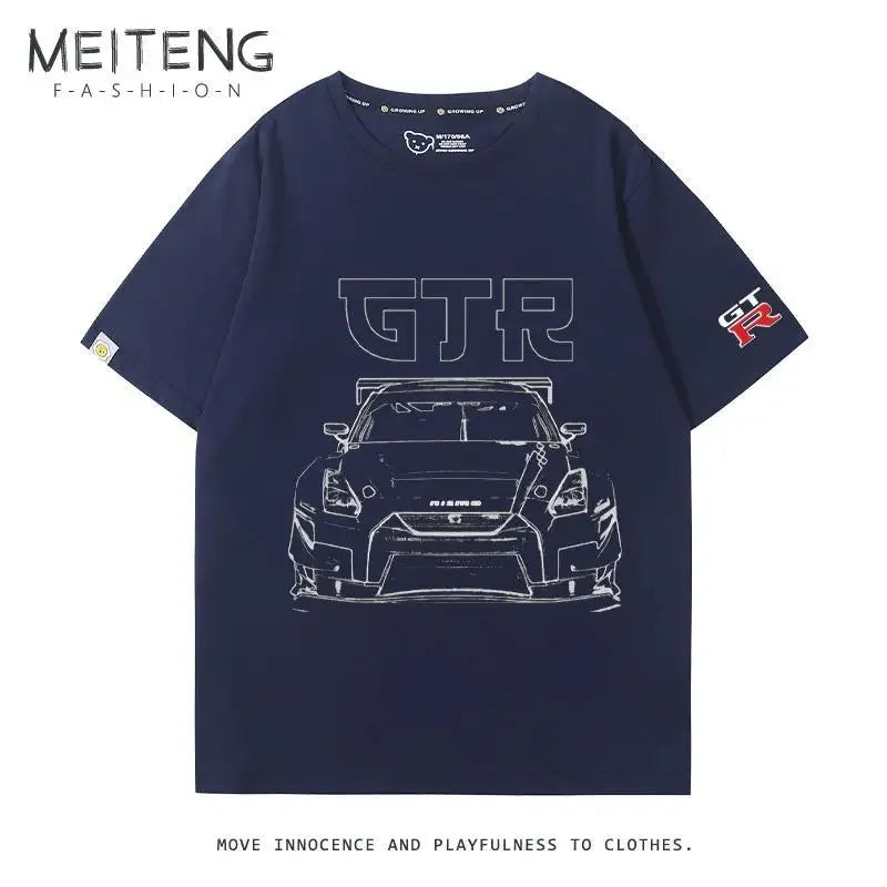 Men's Women's Summer Cotton Versatile Trend T-shirt Clothes Nissan GTR God of War R35R34 Modified Team Short-sleeved