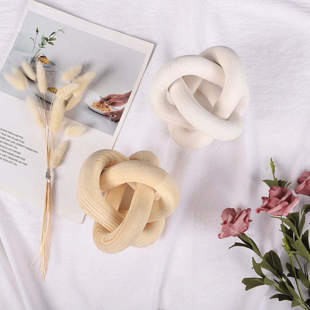 Bohemian Wood Chain Decoration for Living Room Farmhouse Coffee Table Decor Wood Knot Boho Natural Chain Desk Home Ornaments