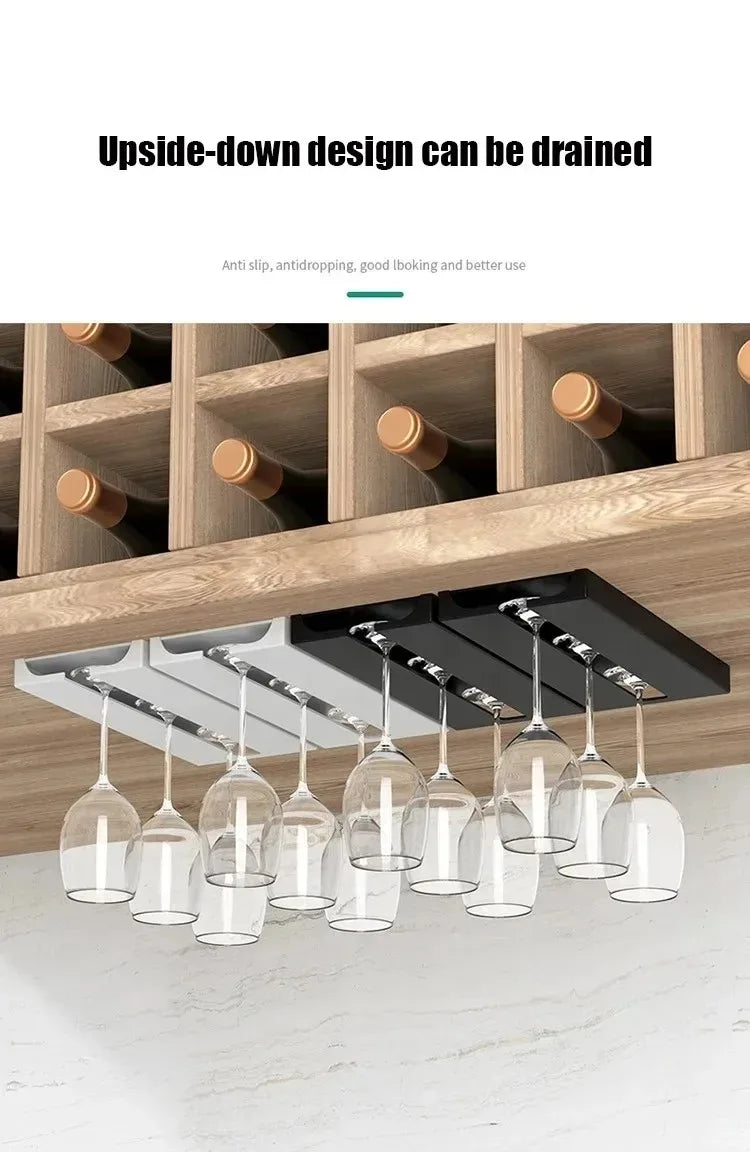 Kitchen Cabinet Free Punching Holder Wine Glass Rack Multi-Function Goblet Classification up Organizer Hanging Holder Shelf