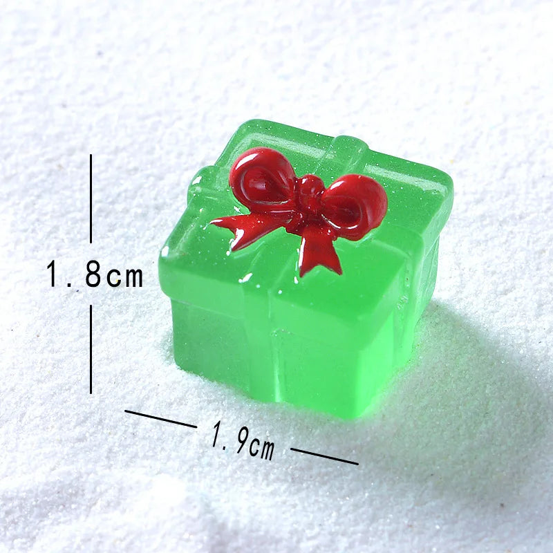 Christmas Luminous Gift Box Figurines DIY Decoration Micro Landscape Xmas Creative Luminous Small Figurines & Miniatures