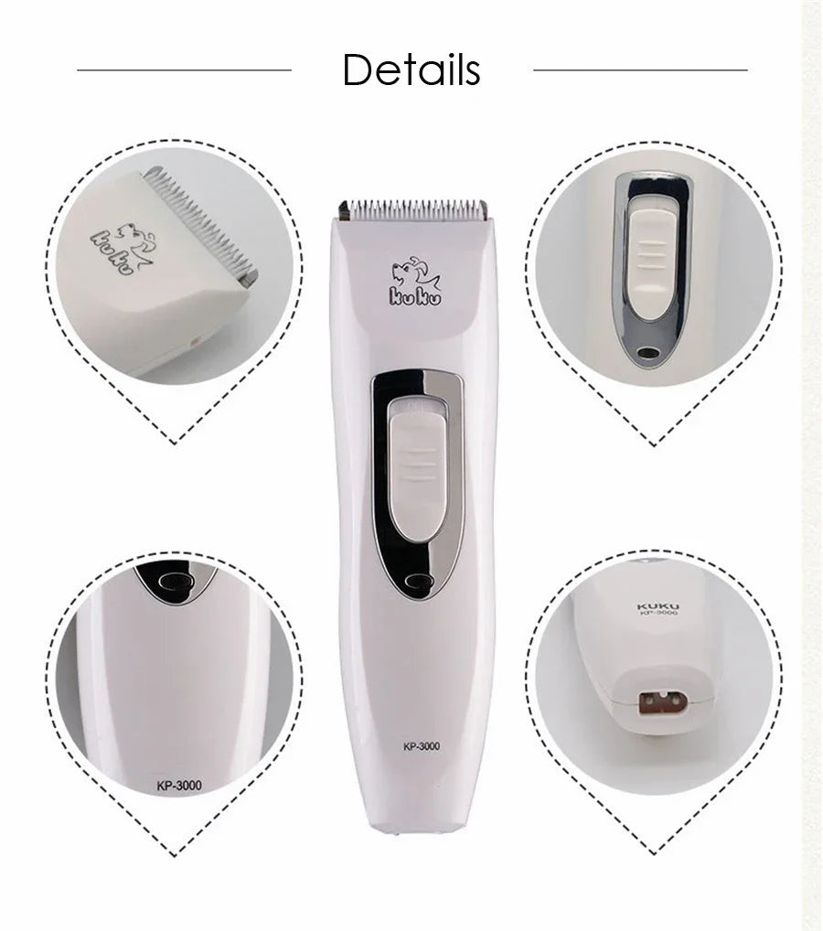KUKU KP3000 Professional Grooming Kit Pet Cat Dog Hair Trimmer Rechargeable Electrical Pets Clippers Shaver Set Haircut Machine
