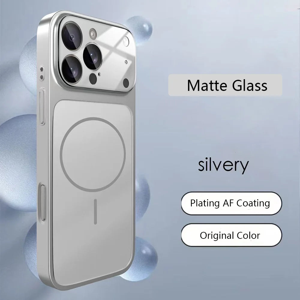 Original Glass Nano Matte For Magsafe Wireless Charging Armor Phone Case For iPhone 17 16 15 14 13 Pro Max 17 Air Magnetic Cover