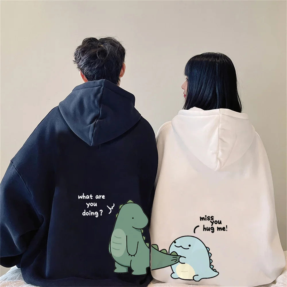 Fashion Cute Men's Rock Ni Shirt Dinosaur Long Printed Hoodie Sweatshirt Hoodie Fashion Casual Harajuku Cartoon Couple Hoodie