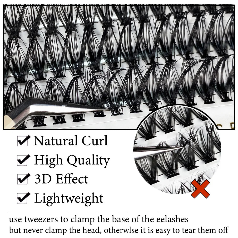 MIOFIA 30D/40D/60D/80D Fluffy Thick Individual Cluster Lashes C/D Curl 8-16mm Mixed Tray Natural Eyelash Extension Makeup Lashes