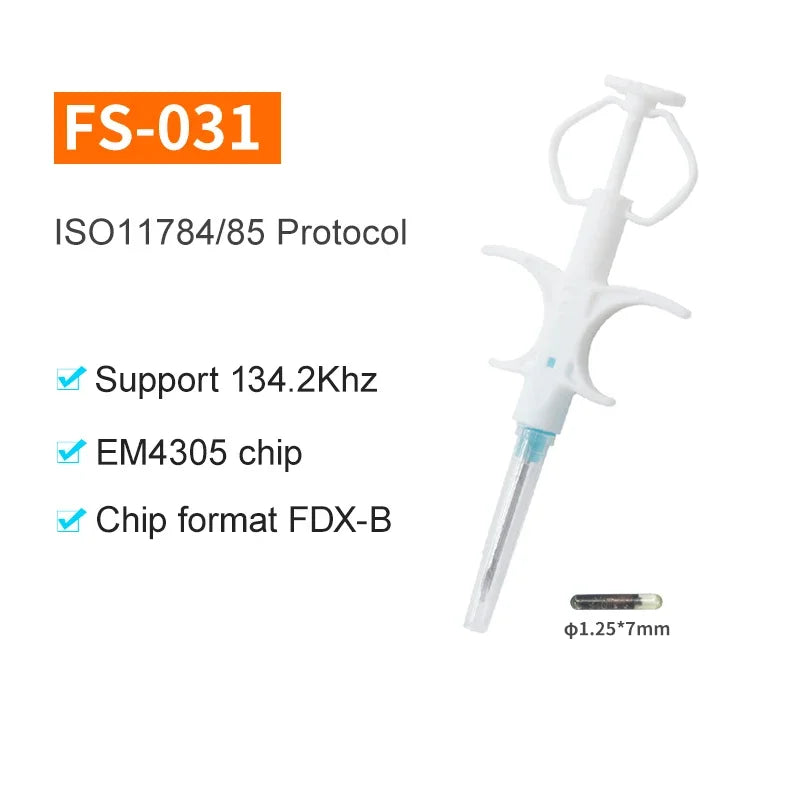 100pcs 134.2KHz Pet Glass Tag Animal Injectable Microchip Syringe FDX B ISO11784/85 ICAR Animal Syringe for Cat Dog