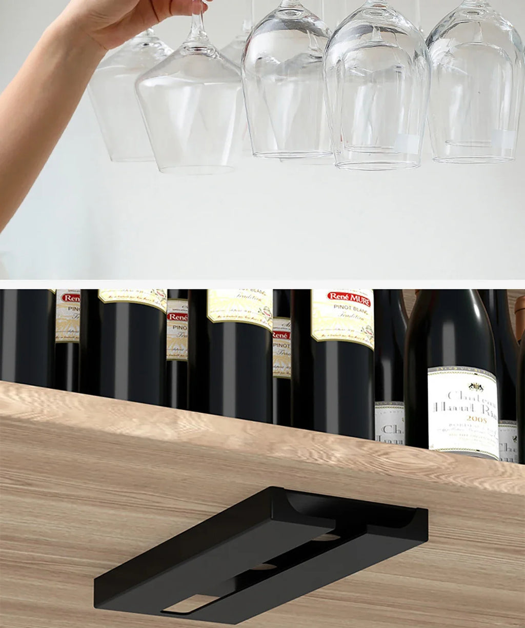 Kitchen Cabinet Free Punching Holder Wine Glass Rack Multi-Function Goblet Classification up Organizer Hanging Holder Shelf