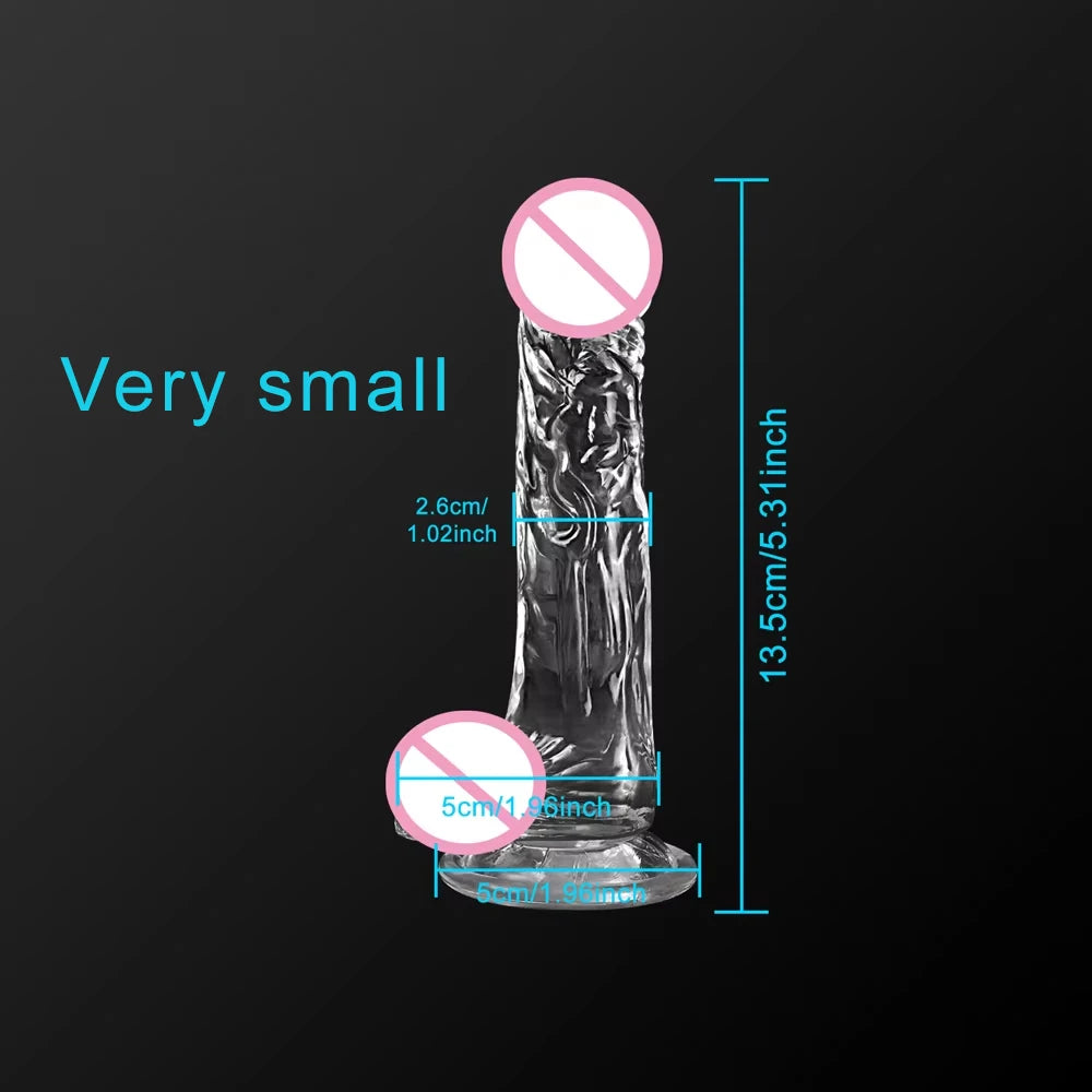 4 Sizes Transparent  Soft Jelly Dildo Realistic Fake Dick Penis Sucker Butt Plug Sex Toys for Woman Men Vagina Anal Sex Toys