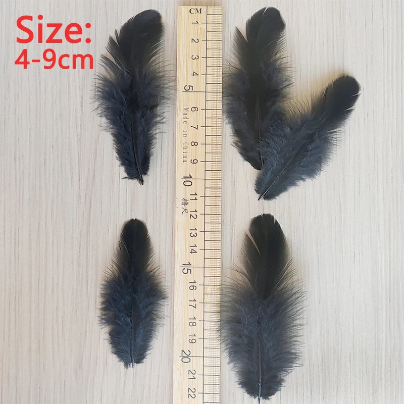 390pcs Black Feathers For Crafts Assortment Bulk Small Hats Plumas Decoration Vases Massage Carnival Salon Hackle Chicken 4-9cm