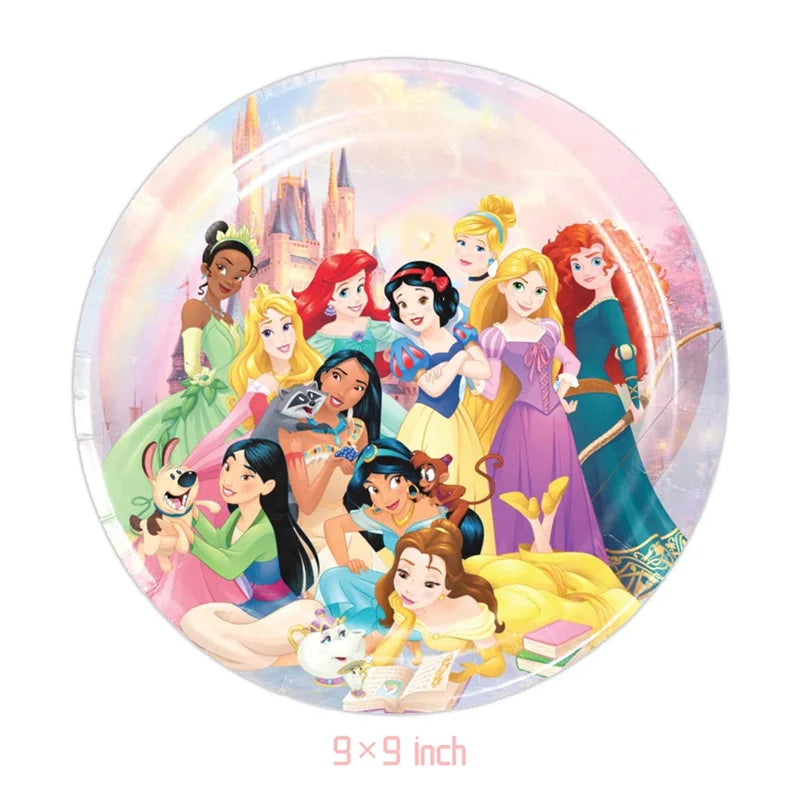 Disney Princess Birthday Party Decorations Girls Child Deco Disney Princess Birthday Plate Napkins Cups Tableware Supplies Setup