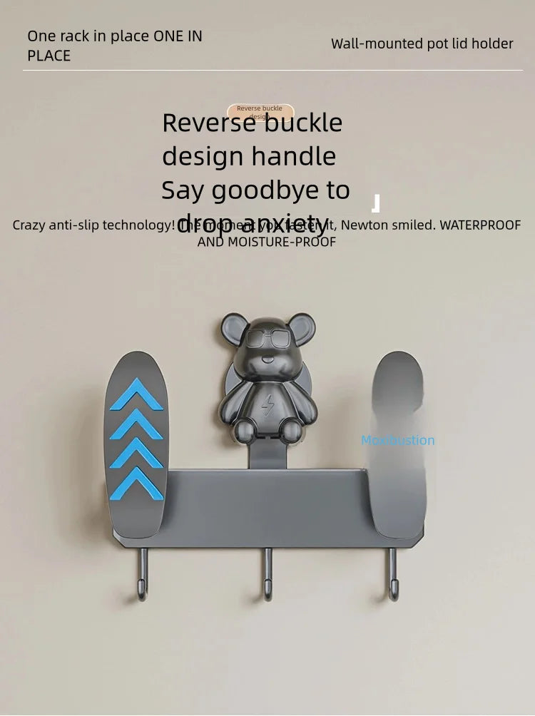 No-drilling kitchen storage rack, pot lid rack, wall-mounted cutting board, display rack, storage rack, household multifunctiona