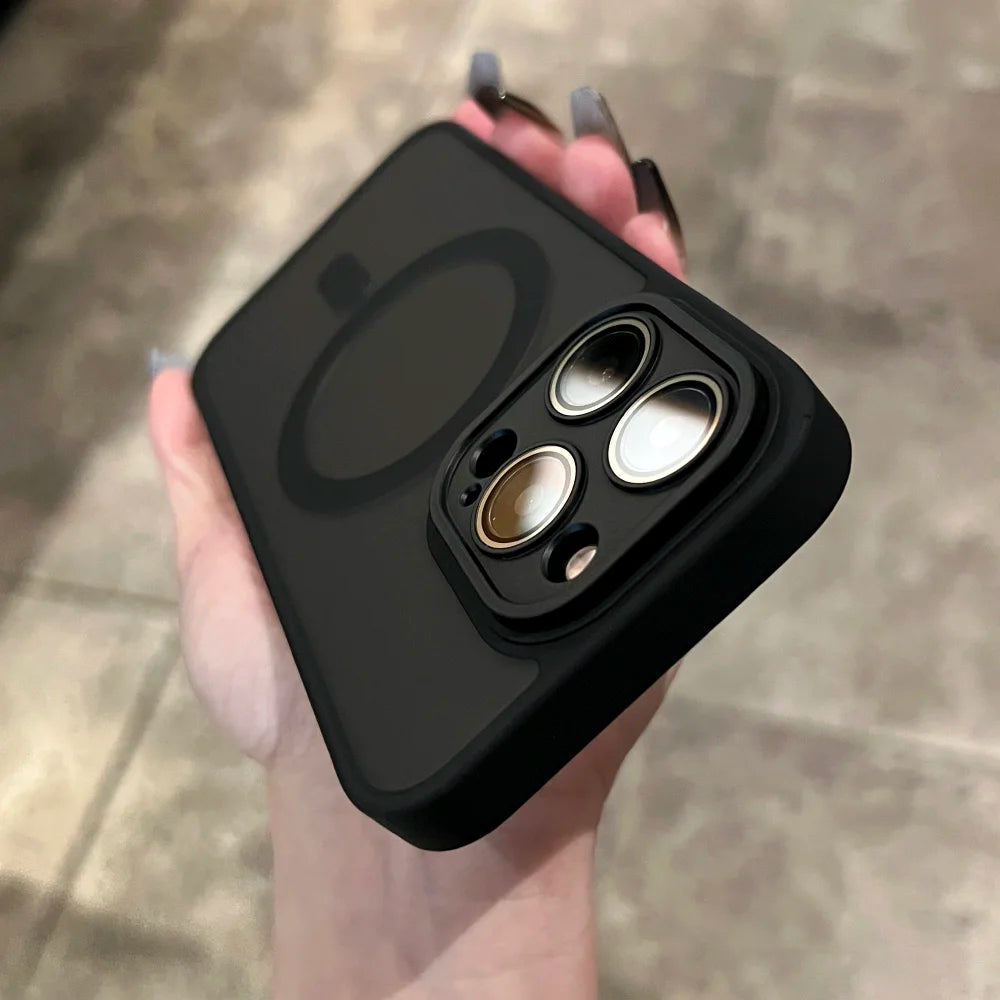 Matte For Magsafe Magnetic Case For iPhone 16 15 Pro Max 14 13 12 11 Frosted Translucent Wireless Charge Shockproof Bumper Cover