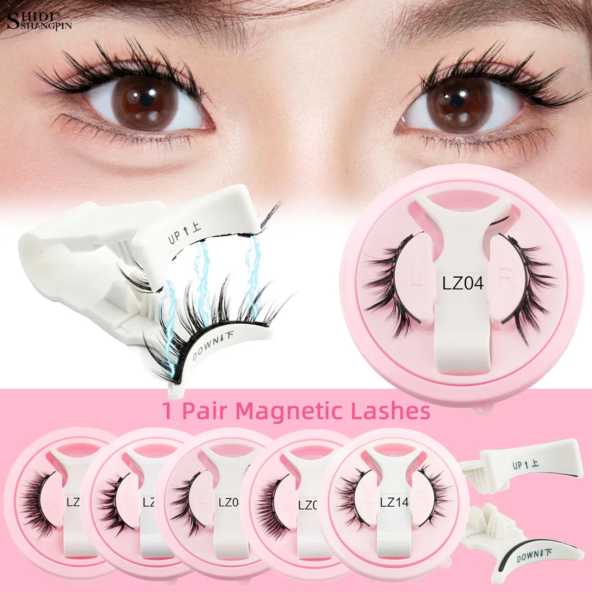 1Pair 3D Magnetic Lashes Kit Soft Natural Fluffy Reusable Faux Mink Eyelashes NO Glue Needed False Cilios Makeup Tools Mix Style