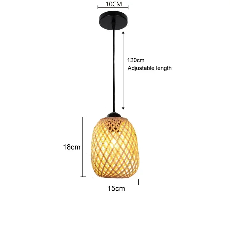 Bamboo Hanging Lamp Pendant Ceiling Light Rattan Wicker Lustre Hand Knit Braiding Suspended Home Dining люстра потол