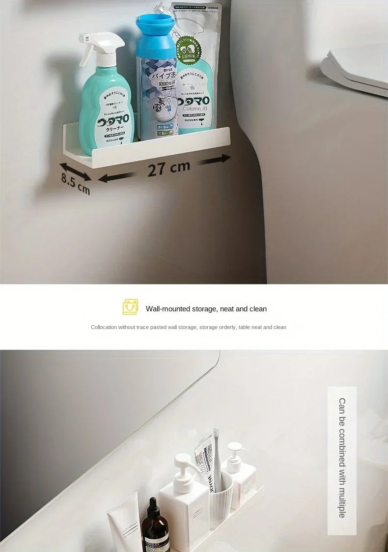 Bathroom Shelf Makeup Storage Organizer  Rack Self Adhesive No-drill Shelves Wall Shampoo Rack Shower Shelf