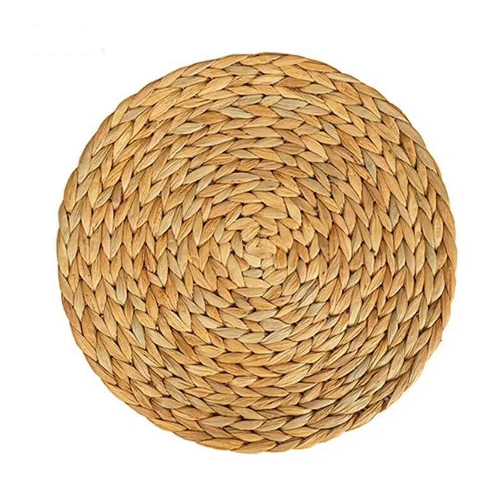 Natual Straw Weave Rattan Round Placemats Cups Mat Dining Table Home Decor