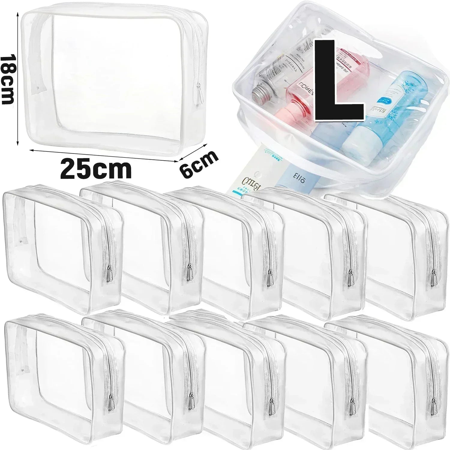 1/20pcs Transparent PVC Storage Travel Organizer Clear Makeup Bag Beautician Cosmetic Bag Beauty Case Toiletry Bag Wash Bags