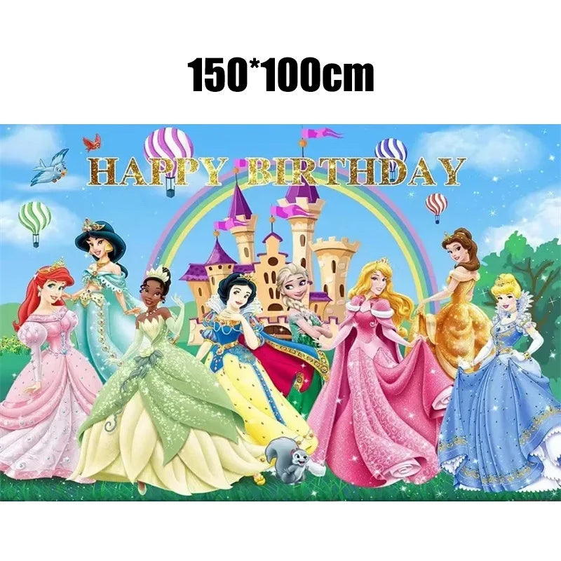 Disney Princess Birthday Party Decorations Girls Child Deco Disney Princess Birthday Plate Napkins Cups Tableware Supplies Setup
