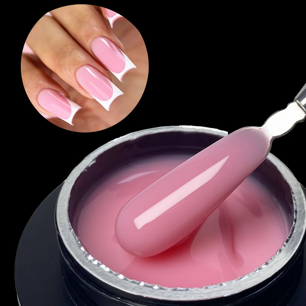 Jillnails 50g Self Leveling Medium Gel 50ml Milky Pink  White Gel Builder for Nails Extension Nail Building
