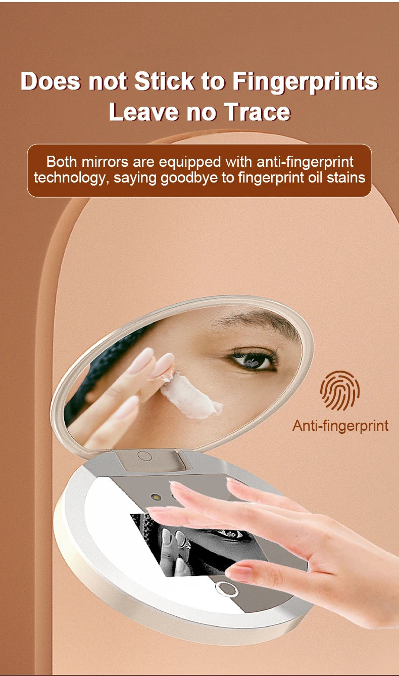 Intelligent UV Resistant Makeup Mirror Portable 2.4-Inch Handheld LED Makeup Mirror Suitable For Travel Sunscreen Makeup Mirrors