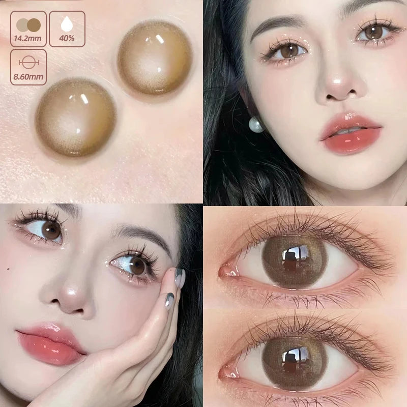 YIMEIXI 1 Pair New Eyes Contacts Lenses with Myopia Diopter Eyes High Quality Nature Soft Lens Beauty Pupil Annual Fast Shipping
